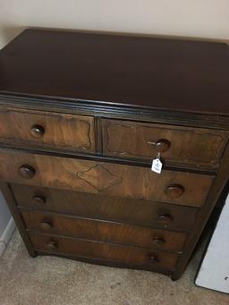 Vintage Wooden 6-Drawer Chest In Original Finish