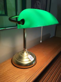 Desk lamp W/Green Shade Is 13" Tall
