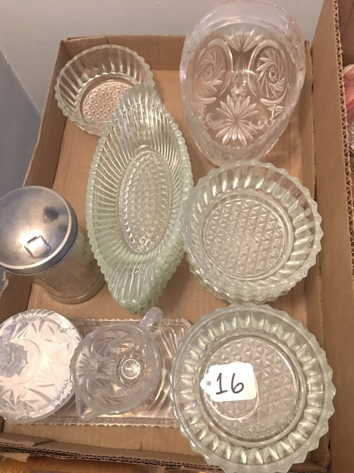 Clear Glassware-Baskets, Bowls,Cream & Sugar and Misc