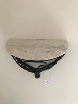 Metal Frame, Stone Top, Decorative Wall Shelf, 12" X 12"