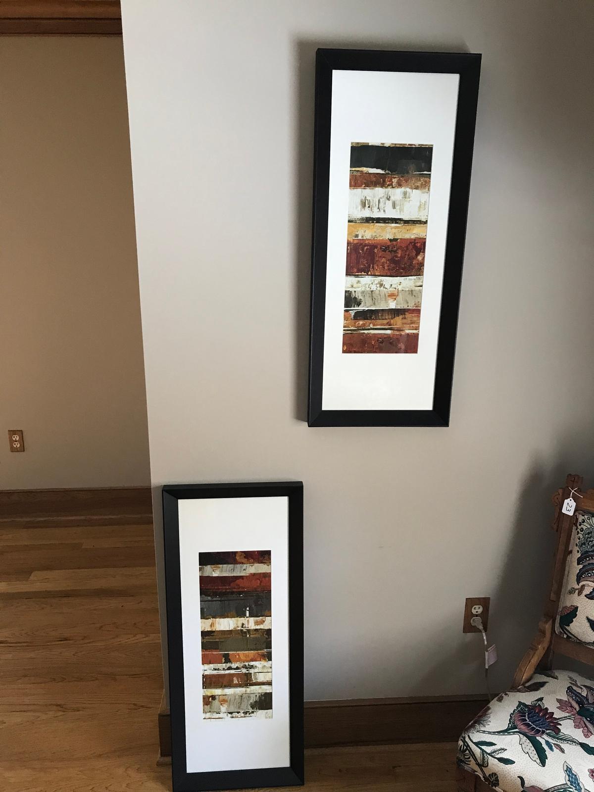 Pair of Decorative Framed Prints, 34" X 14"