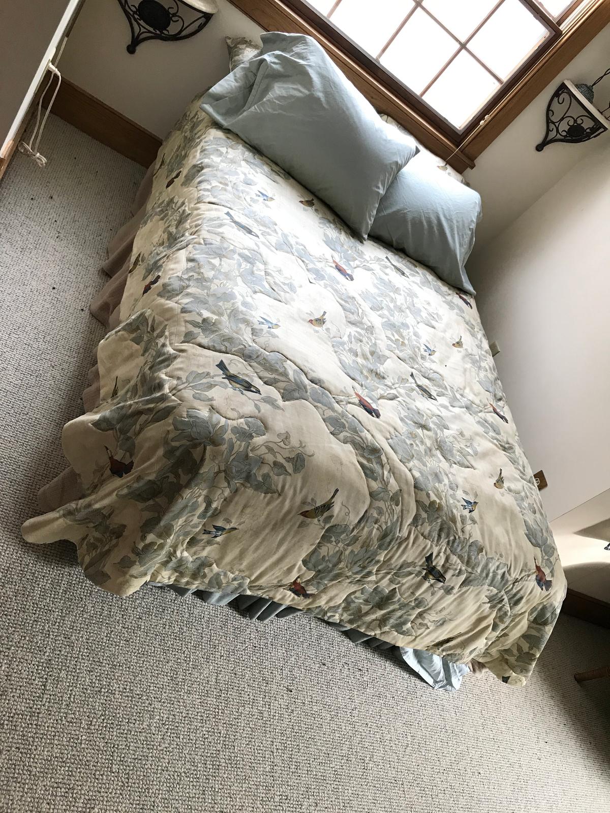 Full Size Mattress, Box Spring, Frame and Bedding