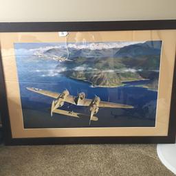 Framed Print Of WW II Looking Airplane In Flight Is 27" x 39"