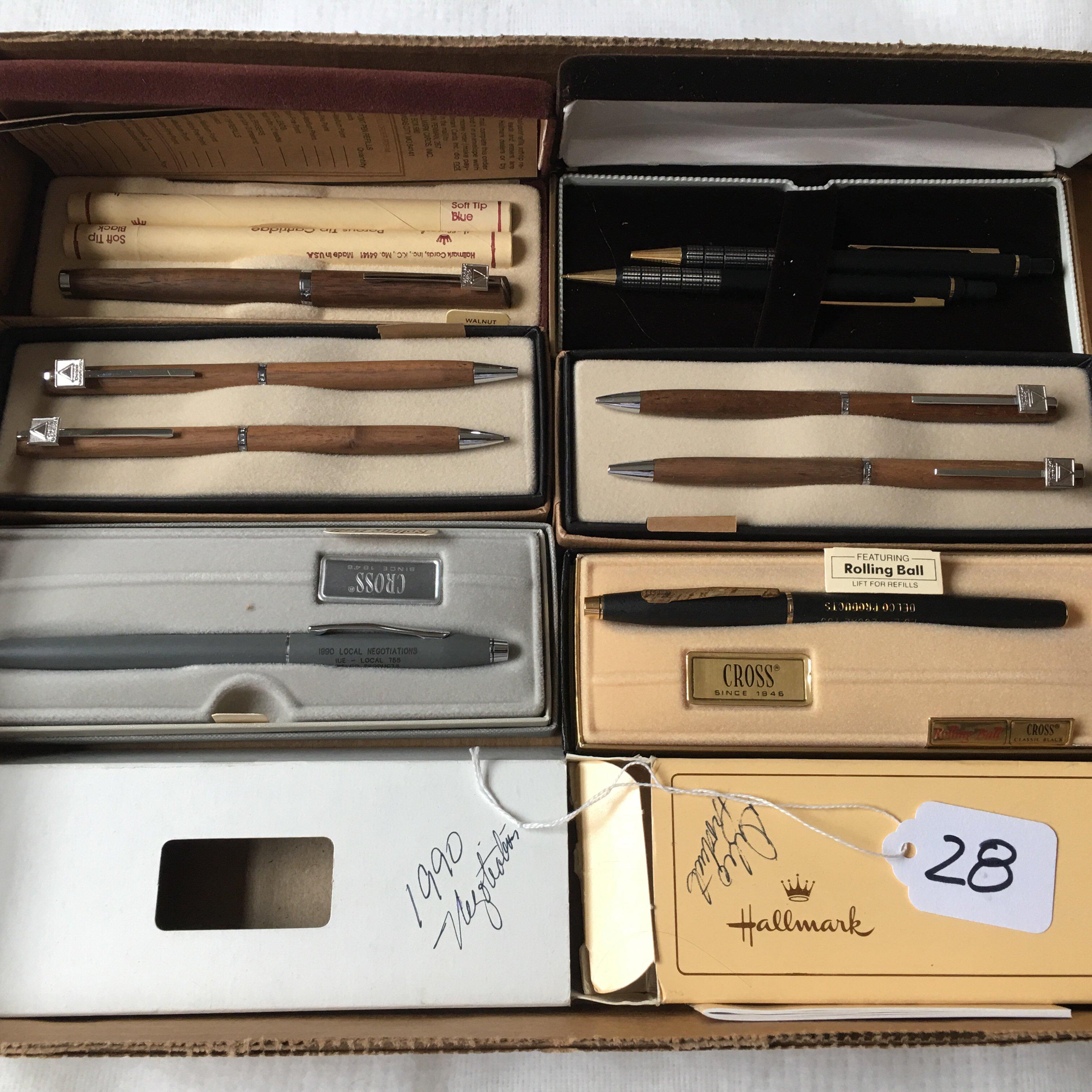 (6) Pen/Pencil Sets From 1980's/90's W/Cases