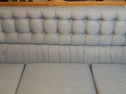 Broyhill Oak trimmed couch W/Tufted Back