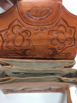 Tooled Leather Purse Signed "Naitan" Is 7" x 10"