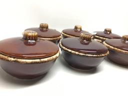 (6) Hull Brown Ovenware Ramekin's