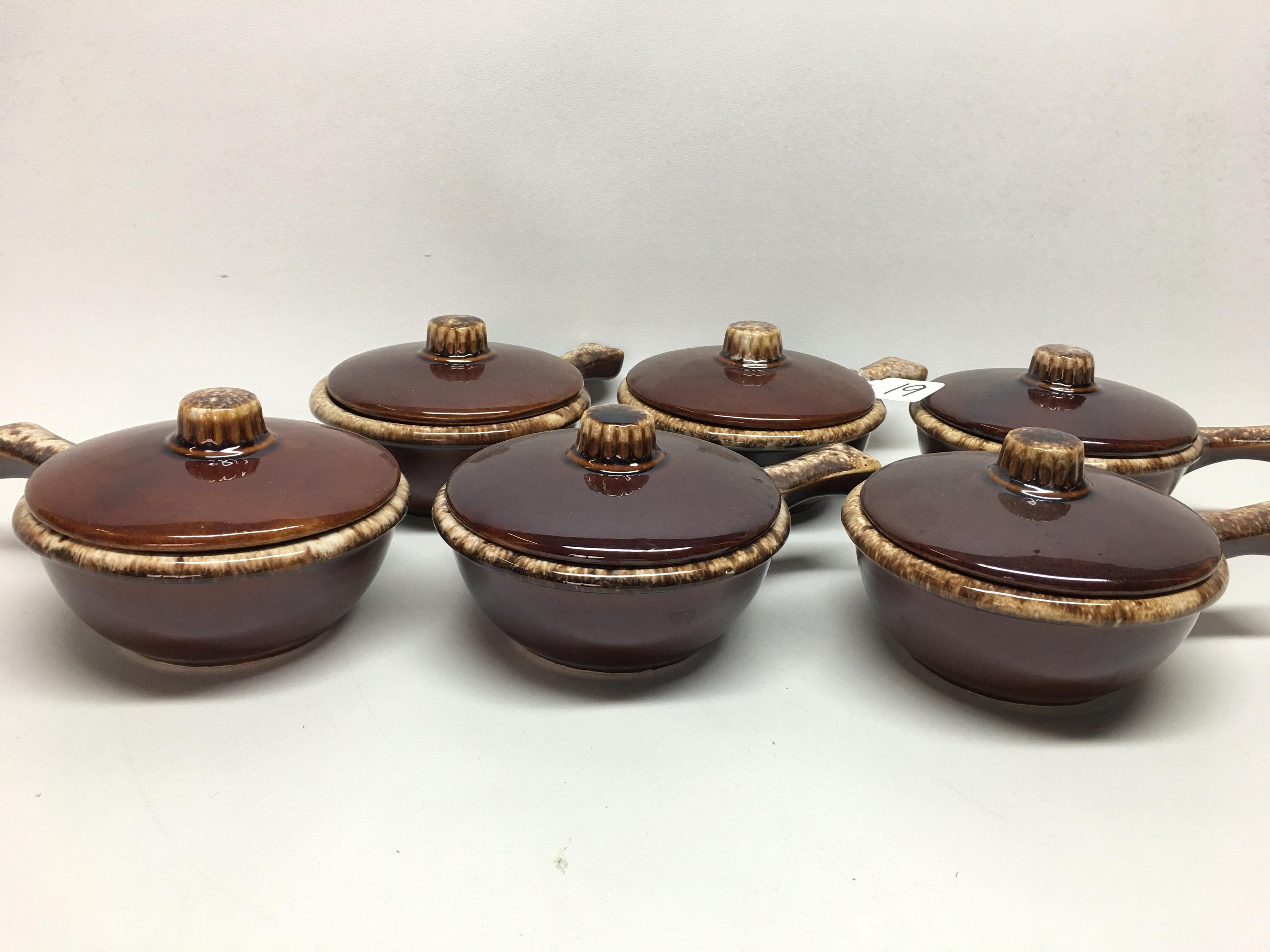 (6) Hull Brown Ovenware Ramekin's