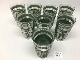 (8) Mid-Century Anchor Hocking "Egyptian" Pattern Glasses Are 5" Tall