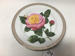 (7) 8.5" Platinum Buffet Plates W/Flowers