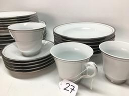 (30) Pcs. Service For (6) Silver Rim Dinnerware