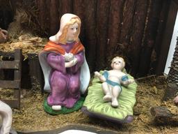 Porcelain Nativity Scene As Shown-Tallest Is 9" Tall