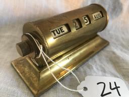 Vintage Brass Perpetual Desk Calendar