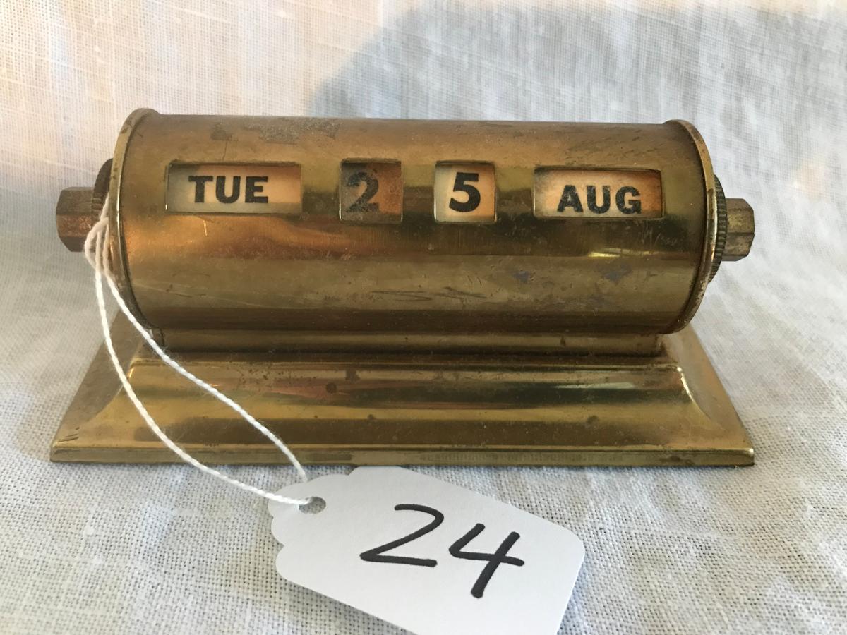 Vintage Brass Perpetual Desk Calendar