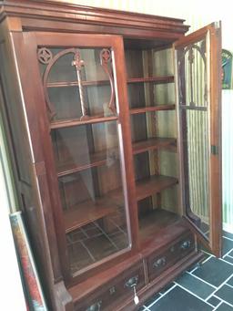 Victorian Cherry 2-Drawer, 2-Door Bookcase