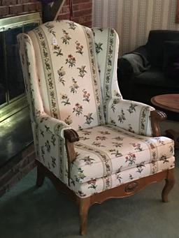 Upholstered Queen Anne Wing Back Chair