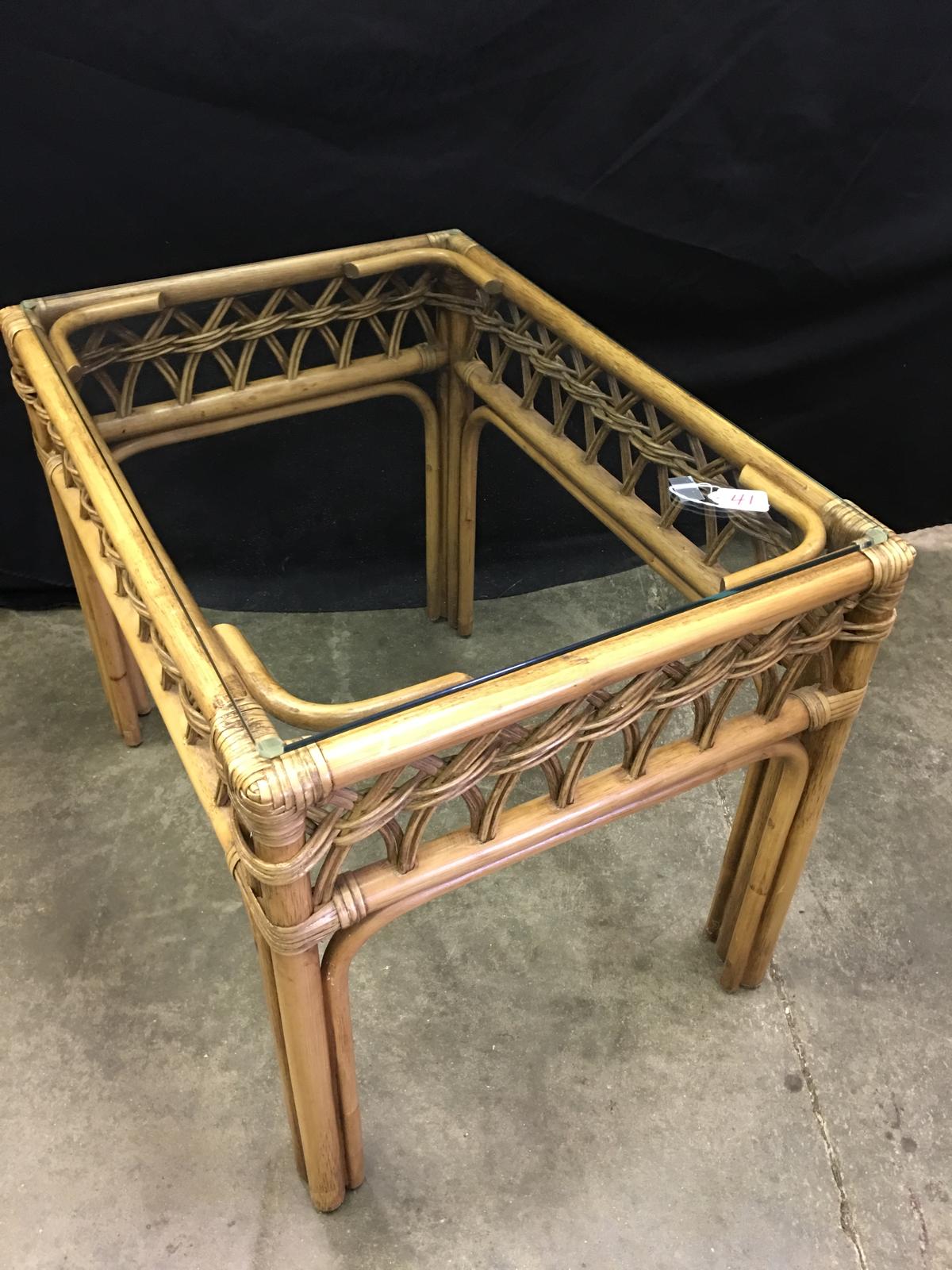 Braxton Culler Wicker & Rattan Glass Top Table