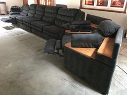 5-Piece Sectional Couch W/Hide-A-Bed & Recliners
