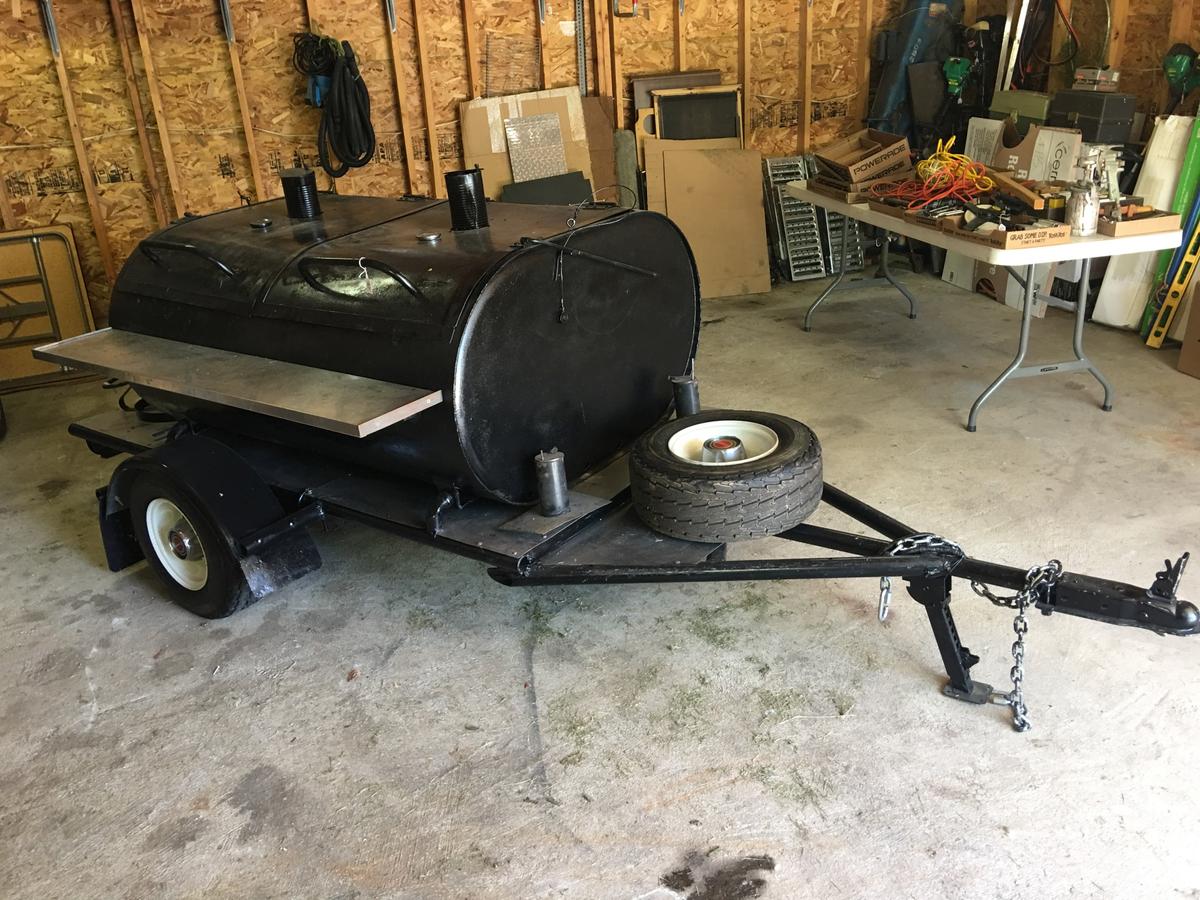 Homemade Bar-B-Que Smoker On Trailer W/Gas Burners