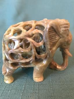 Carved Soapstone Whimsey Elephant Inside Elephant
