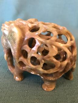 Carved Soapstone Whimsey Elephant Inside Elephant