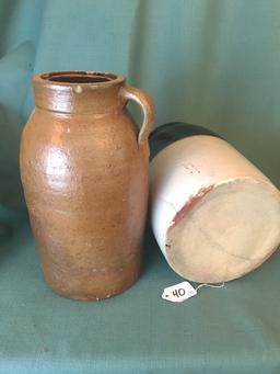 (2) Stoneware Containers are 9.5" & 10.5" Tall