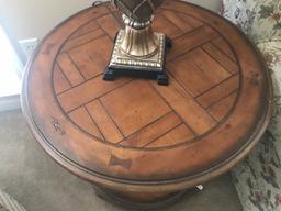 Decorative, Wood and Metal Lamp Table, 26" Diameter.