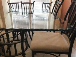 Metal and Glass Dining Table with 8 Metal Chairs