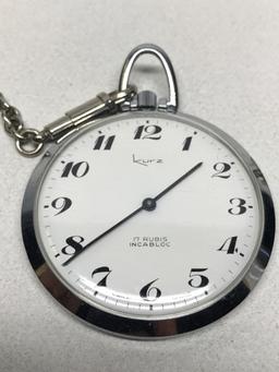 Kurz 17J Swiss Made Pocket Watch W/Chain