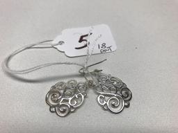 .925 Sterling Open Filigree Earrings-1.7 dwt.