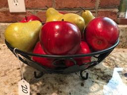 Bowl Of Fruit In Metal Bowl & Lemons In Wooden Bowl