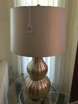 Pair Of Ceramic Gold Lamps W/Shades