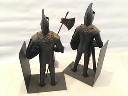 Set Of Tin/Metal Knight Book-Ends