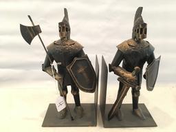 Set Of Tin/Metal Knight Book-Ends