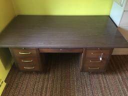 Walnut Executive Desk W/Formica Top