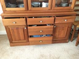 Beautiful Custom-Made Solid Walnut 3-Door China Cabinet W/Paneled Doors & Sides