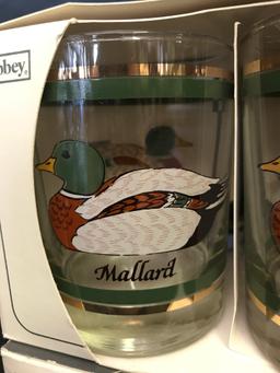 Set Of (8) Libbey Crystal Tumblers W/Duck Design In Boxes