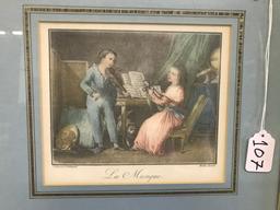 Framed & Matted French Print titled "La Musique"