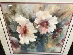 Framed & Matted Watercolor Titled "Pink Delight" By Shirley Ray