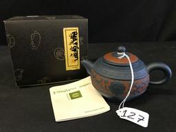 Oriental "Yixing Ware" Teapot From China W/Box & Paper