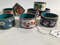 (8) Chinese Cloisonne Napkin Rings W/Label