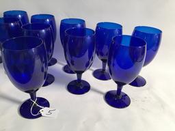 (12) Vintage Cobalt Blue Stemmed Water Glasses