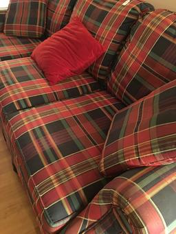 3-Cushion Plaid Couch-Matches Chair In Next Lot