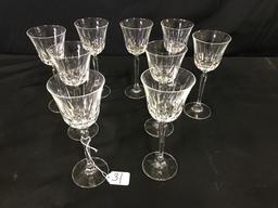 (9) Crystal Tall Stem Wine Glasses