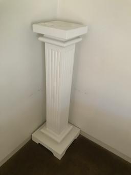 Wooden White Pedestal Measures 44" tall.