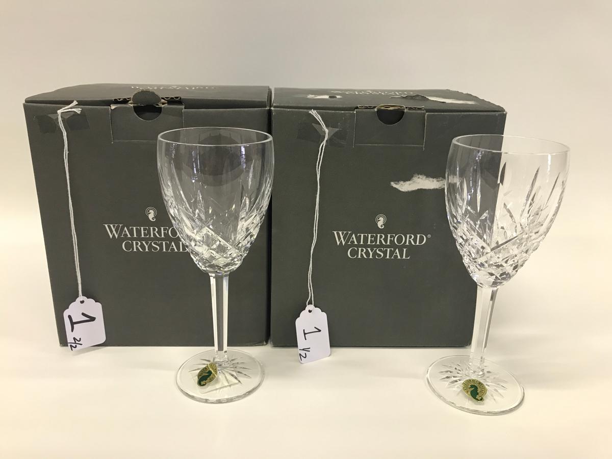 Waterford Crystal: Set Of (8) Araglin Claret Glasses In Original Boxes