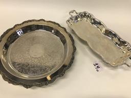 Silverplated & Engraved Trays: Poole Round & Sheridan Bread Tray
