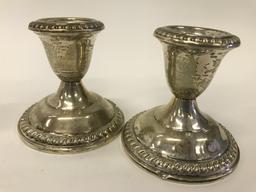 (2) Pair Sterling Salt & Pepper & Candlesticks