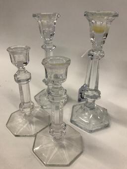 (2) Pair Glass Candlesticks