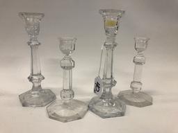 (2) Pair Glass Candlesticks